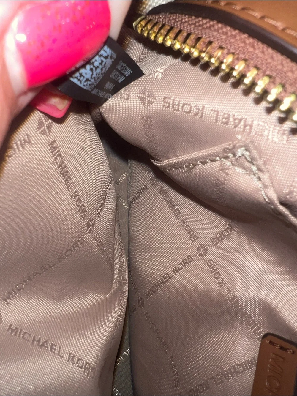 Michael Kors White Logo Messenger Crossbody with Gold Accents